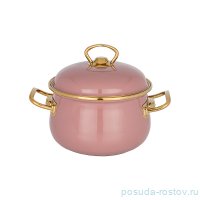 Кастрюля 18 х 12 см с крышкой эмалированная 2,8 л розовая &quot;agness /deluxe&quot; / 210691