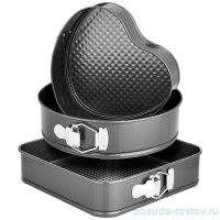 Набор форм для запекания 3 шт (26 /24 /22 х 6,5 см) разъемные с антипригарным покрытием &quot;Agness&quot; / 236824