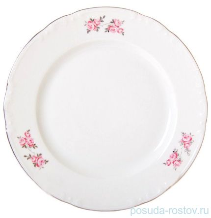 Набор тарелок 17 см 6 шт &quot;Констанция /Розовые розы /платина&quot; / 051214