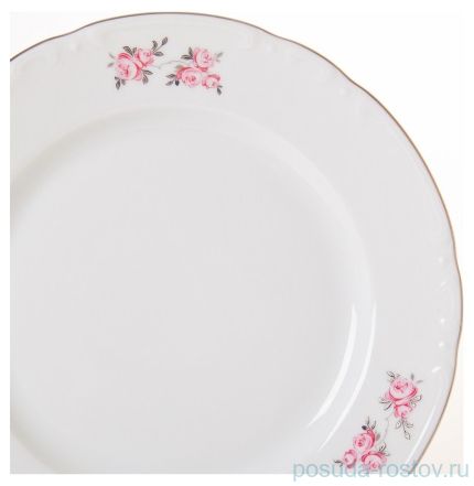 Набор тарелок 17 см 6 шт &quot;Констанция /Розовые розы /платина&quot; / 051214