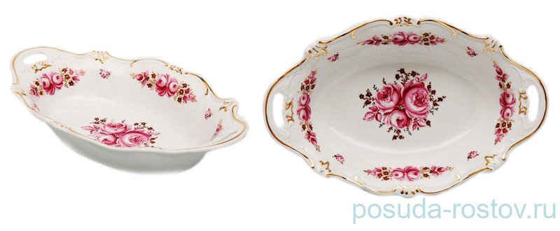 Блюдо 31 см овальное (глубокое) для хлеба "Роза /Золото" / 001065