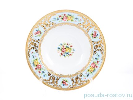 Набор тарелок 23,5 см 6 шт &quot;Вена /Розочки на голубом /с золотом&quot; / 232757