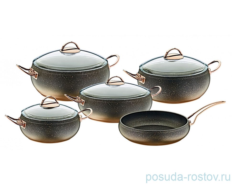 Набор посуды 9 предметов с антипригарным покрытием чёрная медь "GRANITE SETS" / 139761 Набор посуды 9 предметов с антипригарным покрытием чёрная медь "GRANITE SETS" / 139761