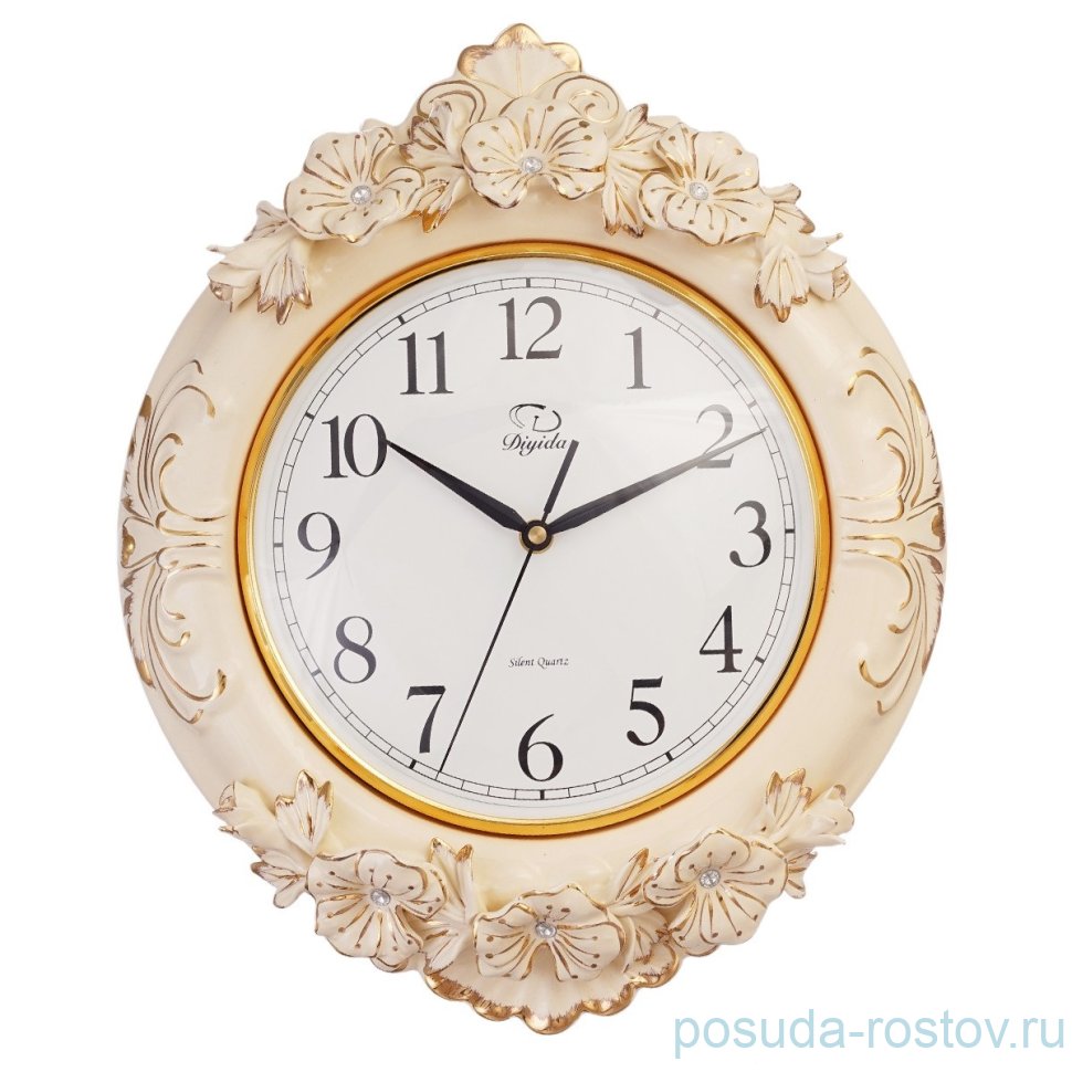 Часы настенные 42 см "Royal Classics /Цветы /Стразы" / 151338