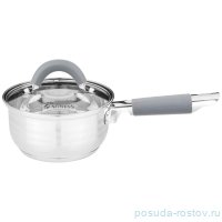 Ковш 14 х 7,5 см со стеклянной крышкой 900 мл серая ручка &quot;Classic&quot; / 331852