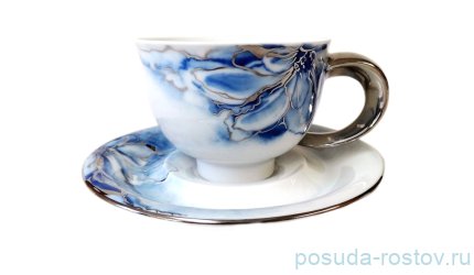 Чайная пара 350 мл 1 шт синяя &quot;Келт /Цветочная коллекция&quot; / 158531