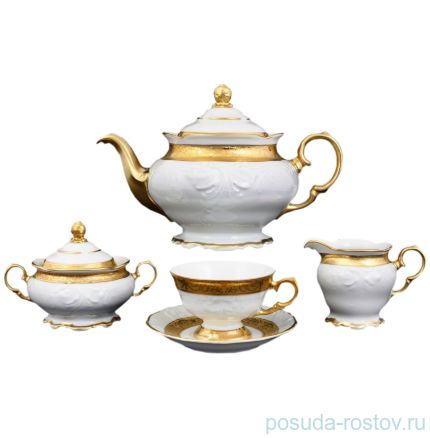 Чайный сервиз на 6 персон 15 предметов &quot;Фредерика /Матовая золотая лента&quot; / 105662