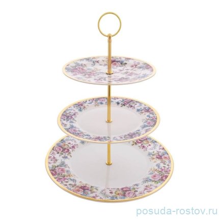 Этажерка 3-х ярусная &quot;Каринзия /Цветы /золото&quot; / 255105
