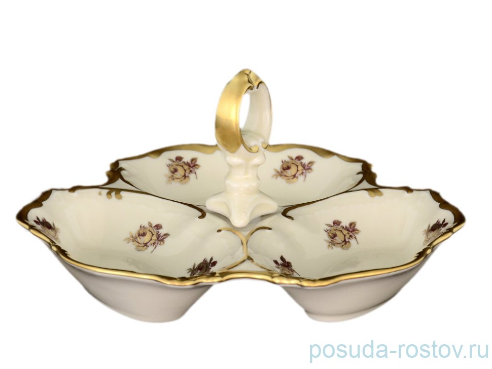 Менажница 19 см "Анжелика /Красная роза с золотом /СК" / 067752