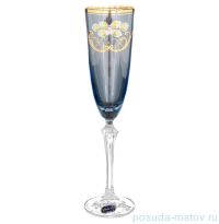 Бокалы для шампанского 200 мл 6 шт прозрачно-голубые &quot;Элизабет /Лепка&quot; / 059489