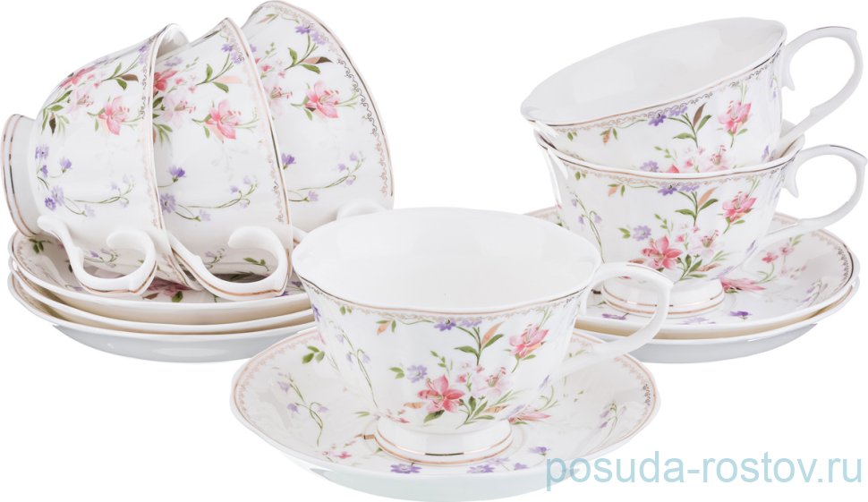 Набор чайных пар 200 мл 6 шт "Кипрей" / 189445 Набор чайных пар 200 мл 6 шт "Кипрей" / 189445