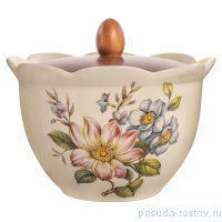 Банка для сыпучих продуктов 17,5 см с деревянной крышкой &quot;Artigianato ceramico /Весенние лепестки&quot; / 169918