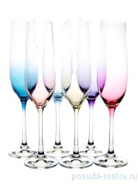 Бокалы для шампанского 190 мл 6 шт &quot;Виола /Оптика /Разноцветное дно&quot; / 246577