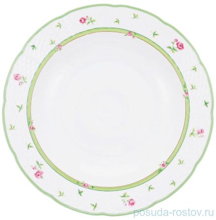 Набор тарелок 23 см 6 шт глубокие &quot;Менуэт /Роза /зеленая отводка&quot; / 157611