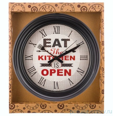Часы настенные 31 см кварцевые круглые черные &quot;CHEF KITCHEN&quot; / 197433