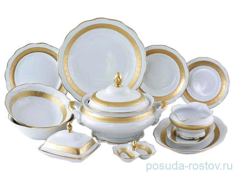 Столовый сервиз на 6 персон 27 предметов "Аляска /Золотая лента" / 203737