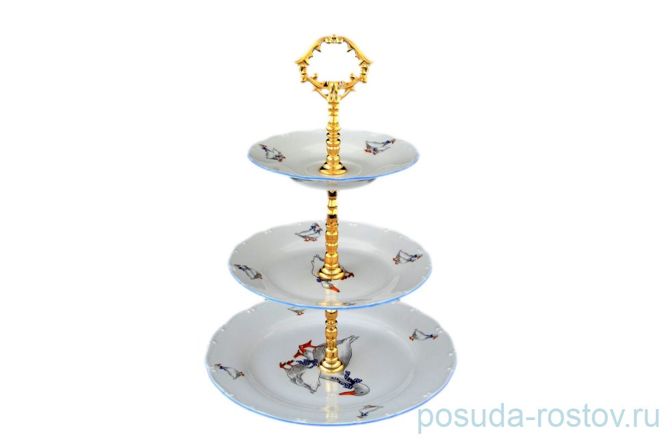 Этажерка 3-х ярусная "Офелия /Гуси" / 052724 Этажерка 3-х ярусная "Офелия /Гуси" / 052724