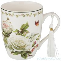 Кружка 330 мл &quot;белые розы и бабочки&quot; / 195462