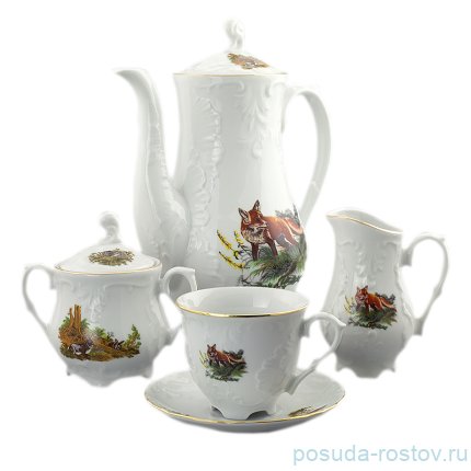 Кофейный сервиз на 6 персон 15 предметов &quot;Рококо /Охота&quot; (170 мл) / 111491