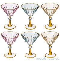 Бокалы для мартини 238 мл 6 шт 6 шт &quot;Отводка золото /Ассорти&quot; золотая ножка / 313661