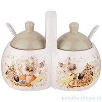 Банка для специй 17 х 10 х 13 см двойная с ложками &quot;Дерево мудрости&quot; / 280551