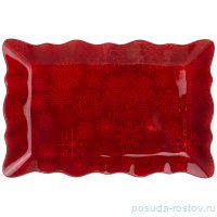 Блюдо 25 см прямоугольное красное &quot;Новогодний калейдоскоп /Снежинки&quot; / 268481