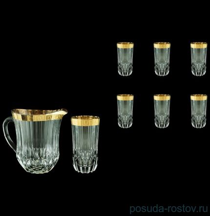 Набор для воды 7 предметов (кувшин 1,23 л + 6 стаканов по 400мл) &quot;Antique /Версаче золото&quot; / 127689