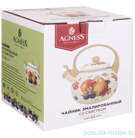 Чайник 2,2 л эмалированный со свистком &quot;Секретные ингредиенты&quot; / 270662