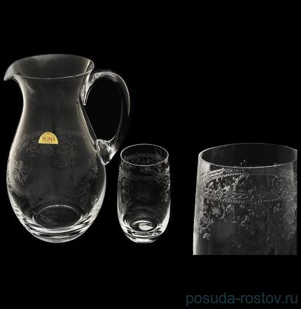 Набор для воды 7 предметов (кувшин 1,9 л + 6 стаканов по 350 мл) &quot;Европейский декор&quot; / 062087
