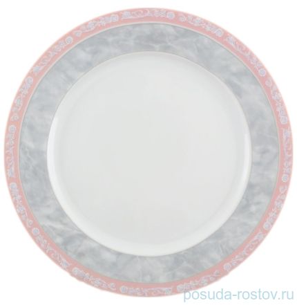 Набор тарелок 21 см 6 шт &quot;Яна /Серый мрамор с розовым кантом&quot; / 056352