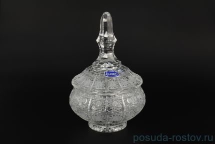 Вазочка 15 см с крышкой &quot;Glasspo /Хрусталь резной&quot; / 104244