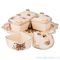 Менажница 4-х секционная &quot;корейская роза&quot; / 194505