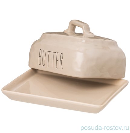 Маслёнка 16 х 12,5 х 10 см бежевая &quot;Crumpled&quot; / 328862