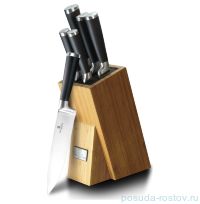 Набор кухонных ножей на подставке из бамбука 7 предметов &quot;Black Royal Line&quot; / 157741