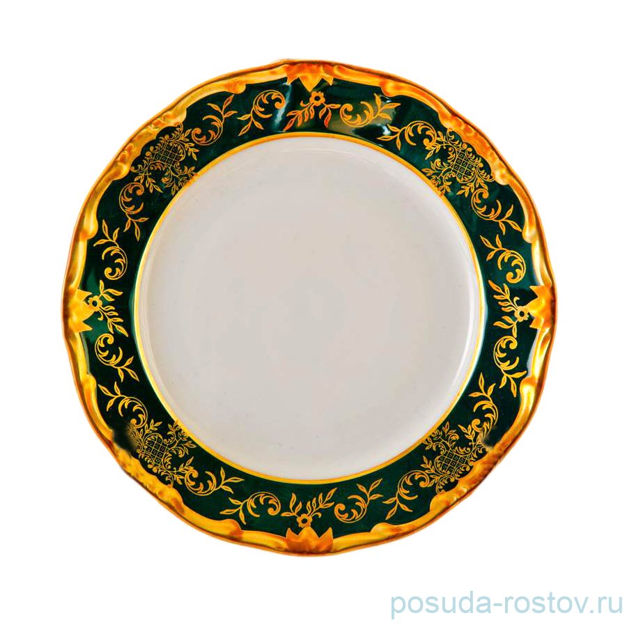 Набор тарелок 24 см 6 шт "Ювел /Зелёный с золотым узором" / 021045