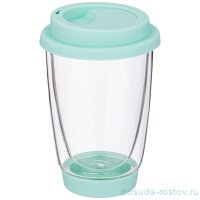 Стакан для кофе 380 мл с двойными стенками силиконовая крышка 9,5 х 14 см &quot;Double-wall&quot; / 256088