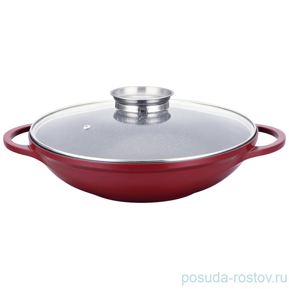 Казан 32 х 9 см с крышкой индукция 4,7 л красный "Agness" / 196135