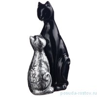 Фигурка 16 х 25,5 см &quot;Кошка с котёнком&quot; /черный с серебром / 270294