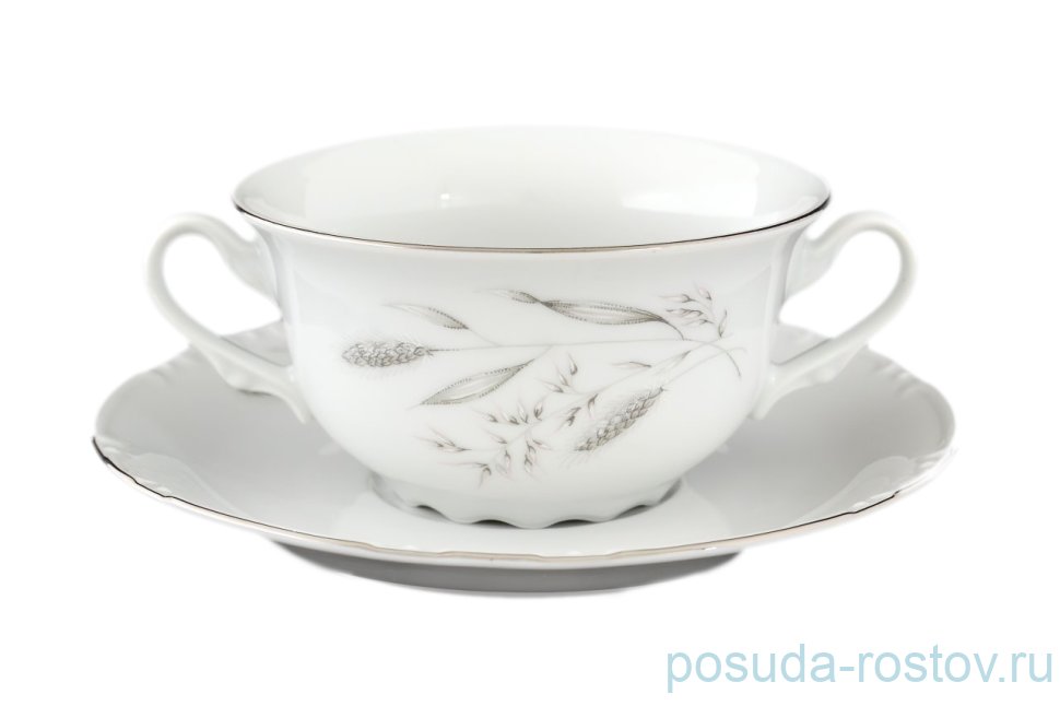 Бульонная пара 335 мл 1 шт с ручками "Констанция /Серебряные колосья" / 140596