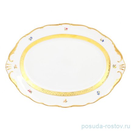 Блюдо 40 см овальное &quot;Офелия /Мелкие цветы /золото /3052&quot; / 352740