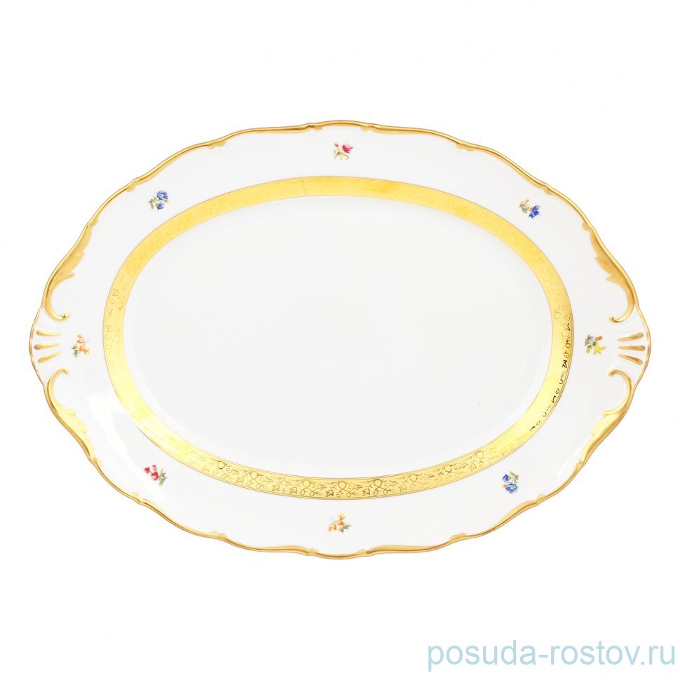 Блюдо 40 см овальное "Офелия /Мелкие цветы /золото /3052" / 352740 Блюдо 40 см овальное "Офелия /Мелкие цветы /золото /3052" / 352740