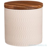 Банка для сыпучих продуктов 700 мл с деревянной крышкой 11 х 11 см &quot;Crocus /Бежевая&quot; / 235744