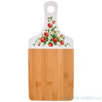 Доска разделочная 35 х 19 х 0,9 см с ручкой белая &quot;Клубника /Agness&quot; / 198907