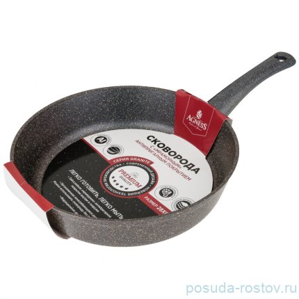 Сковорода agness глубокая с антипригарным мраморным покрытием, серия granite, 28х6,6см / 208681