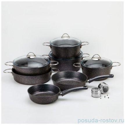 Сковорода agness глубокая с антипригарным мраморным покрытием, серия granite, 28х6,6см / 208681