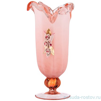 Ваза для цветов 42 см н/н розовая &quot;W. Cristal /Оксана /Муранское стекло&quot; / 251075