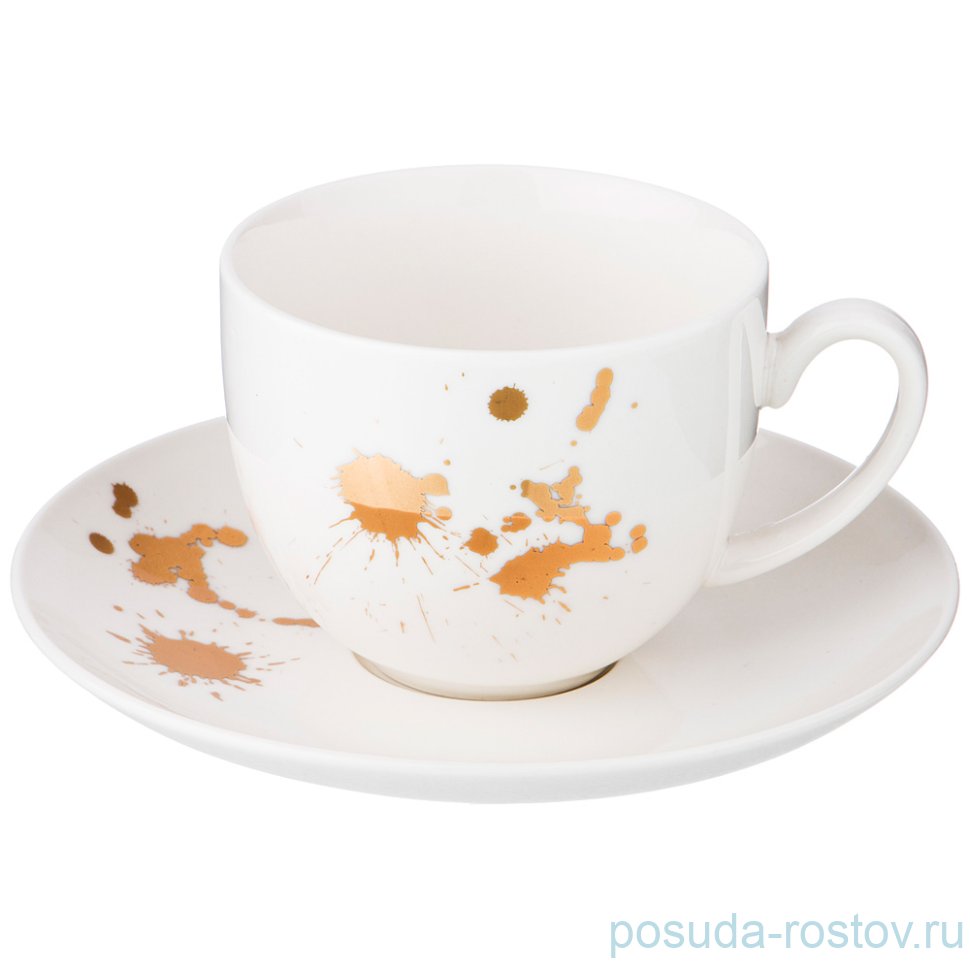 Чайная пара 220 мл 1 шт "Motion /Золотой рисунок" / 198695