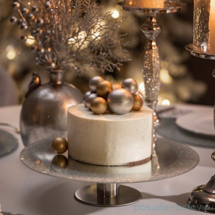 Тортовница на ножке silver mirror 30*7 см / 360477