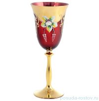 Бокалы для красного вина 250 мл 6 шт &quot;Анжела /Лепка красная /AS Crystal&quot; золотая ножка / 148274
