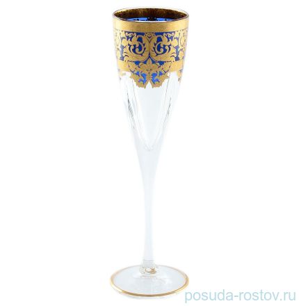 Бокалы для шампанского 170 мл 6 шт &quot;Наталия /Золотой узор /Синяя&quot; / 130162